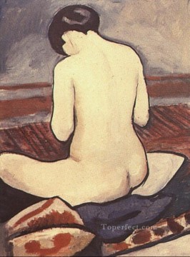抽象的かつ装飾的 Painting - クッションを持って裸で座る シッツェンダー アクトミット・キッセン 表現者